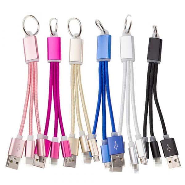 All colors 2 in 1 keychain wholesale cables