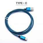 3ft Braided USB Cables To Type - C 2A For Quick Charge