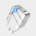 White bulk phone charger for smarphones with LED