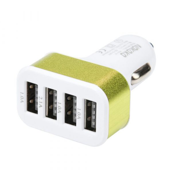 green USB car charger block in bulk