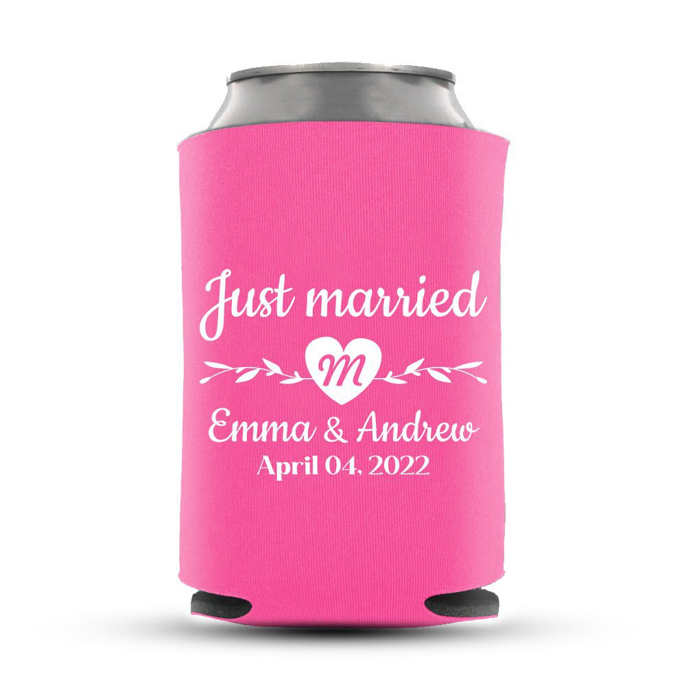 Just Married… Wedding Koozies Wedding Koozies-06-pink