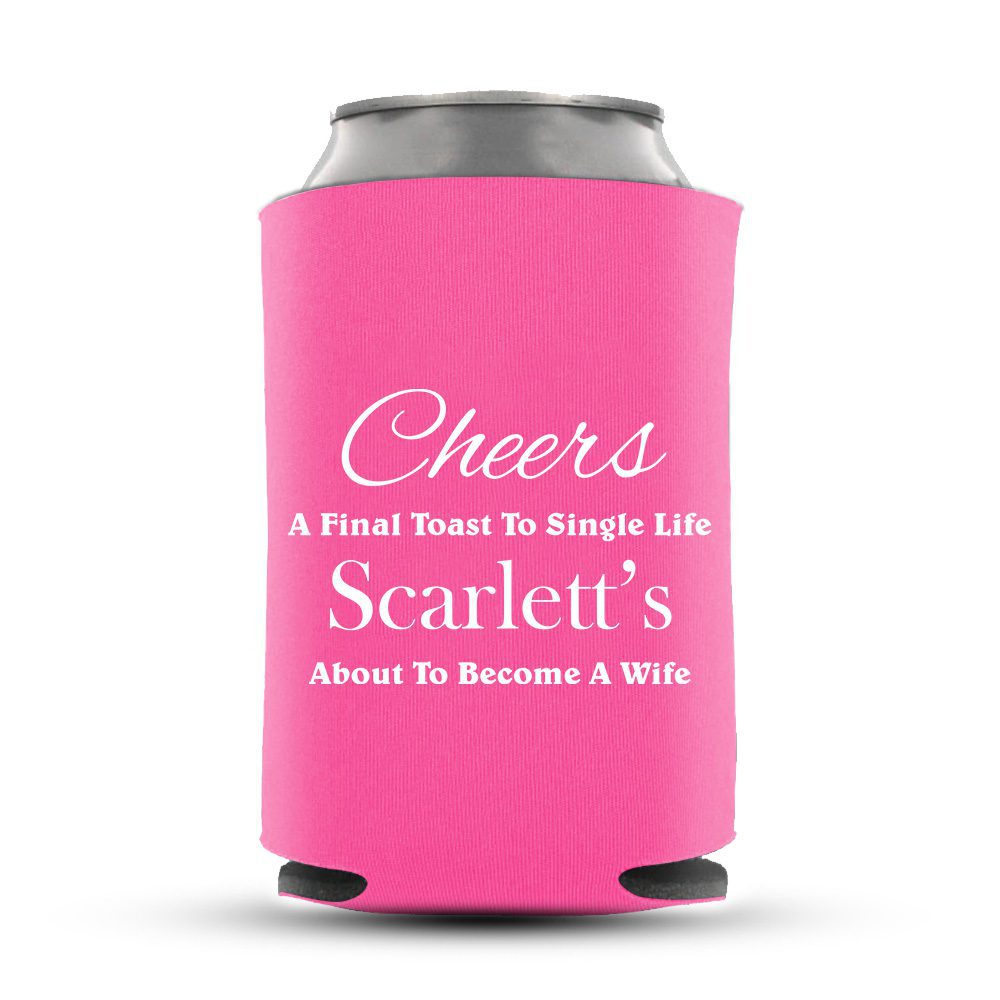 A Final Toast To Single Life | Premium Bachelorette Cooler Bachelor Party Koozies-06-pink