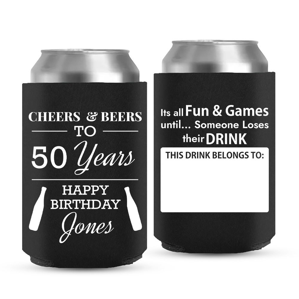 Unique Birthday Koozie with Name Tag Birthday Koozies-5-black