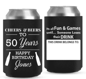 Birthday koozie with nametag