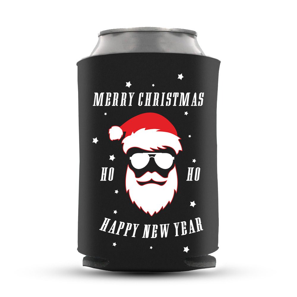 Holiday Wishes | Premium Koozies with Clipart Christmas Koozies 03-black