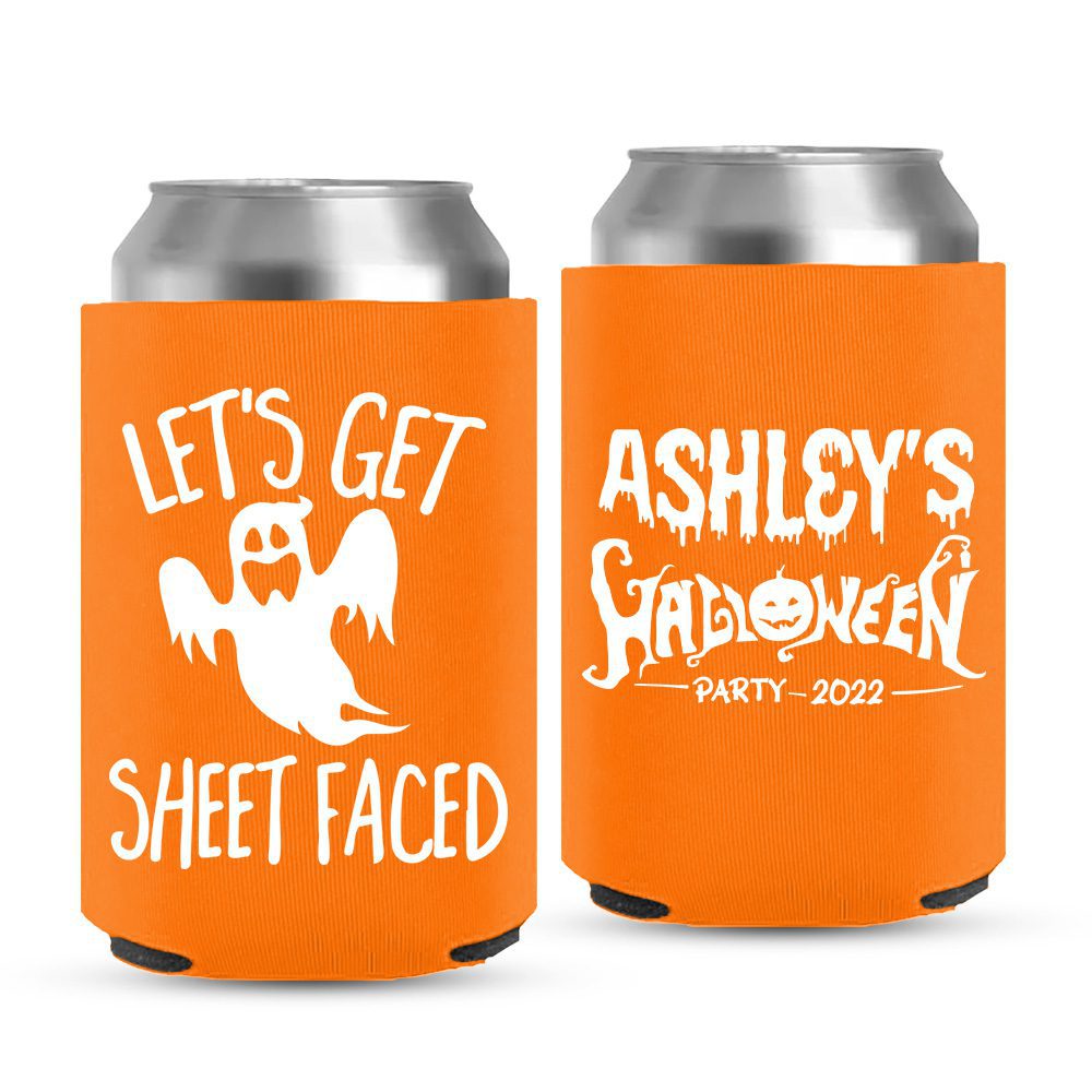 Halloween Party 2022 | Personalized Can Coolers Halloween Koozies-06-orange