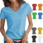 Women Vneck Cotton Custom Tshirts 02