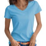 Women Vneck Cotton Custom Tshirts 03