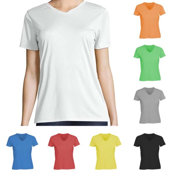 Women Vneck Performance Custom T-shirts 04