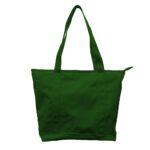 Custom Canvas Tote Bag with Zip Dark Green