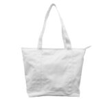 Custom Canvas Tote Bag with Zip White