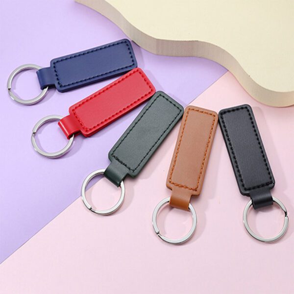 Custom Rectangle Leather Keychain 03