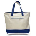 Custom Tote Bag with Pocket Navy Blue