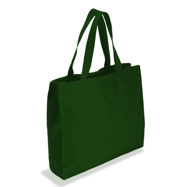 Full gusset jumbo custom tote bags - canvas dark green