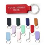 Custom Logo Leather Keychain with Rectangle Keytag