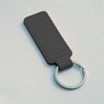 custom keychains - Rectangle Leather-Black