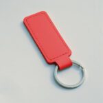 custom keychains - Rectangle Leather-Red