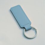 custom keychains - Rectangle Leather-Sky Blue