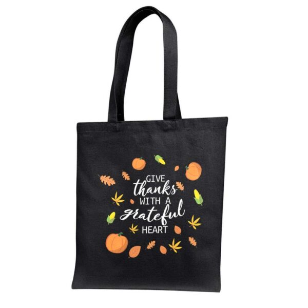 1. Custom Thanksgiving Tote Bags - Black