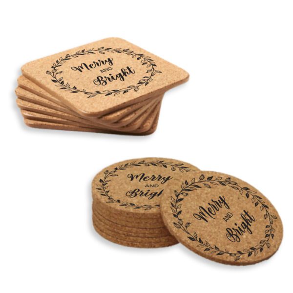 1. Merry Christmas Coasters Cork - Square _ Round