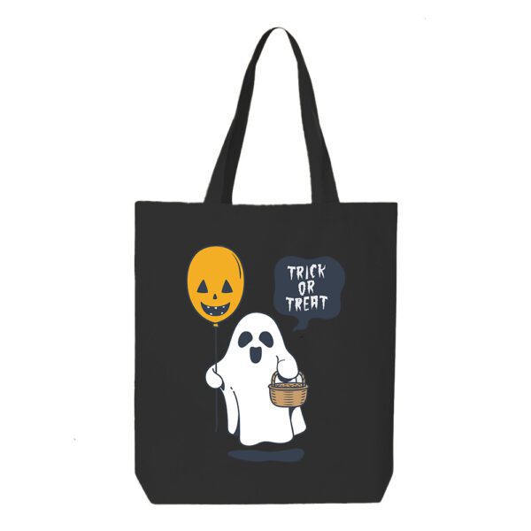 11. Custom Ghost Black Halloween Tote Bags