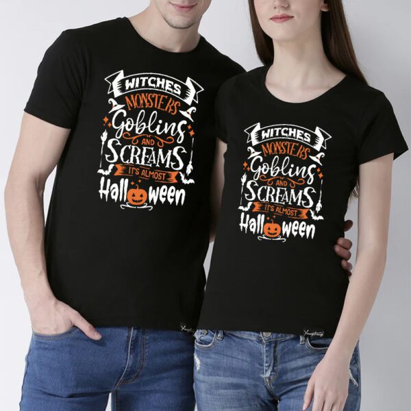 12. Custom Text Black Unisex Halloween T-shirts