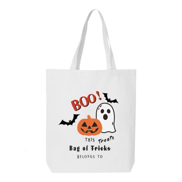 13. Trick or Treat Custom White Halloween Tote Bags