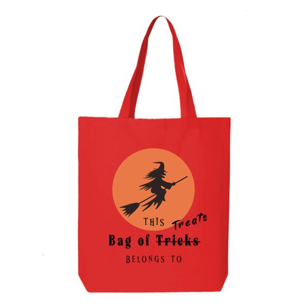 14. Custom Moon Witch Red Halloween Tote Bags