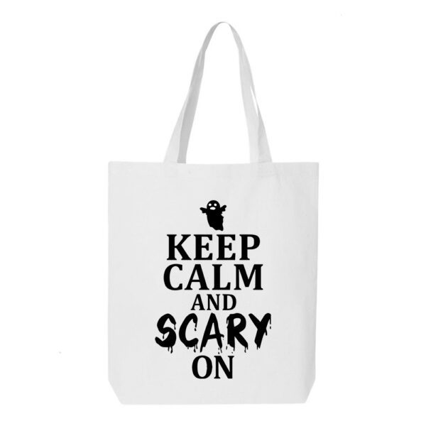 15. Keep Calm White Halloween Tote Bags