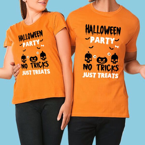 2. Cotton Unisex Orange Halloween T-shirts