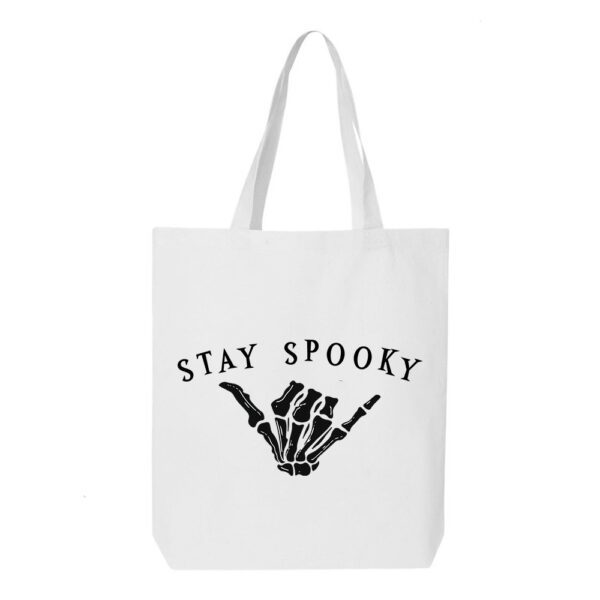 21. Stay Spooky Custom White Halloween Tote Bags