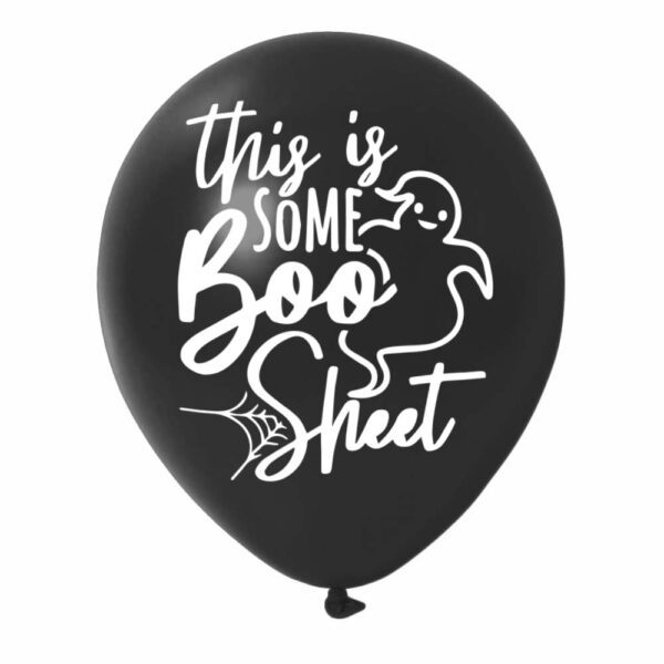 3. Custom Text Black Halloween Balloons