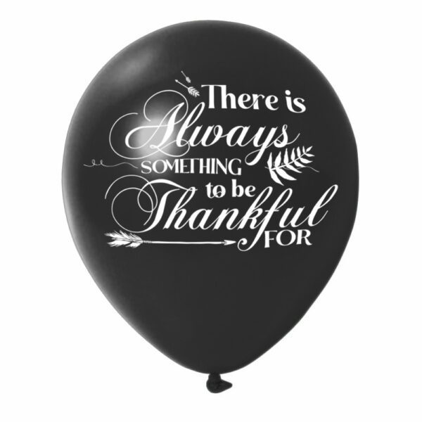 3. Custom Text Thanksgiving Balloons - Black