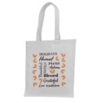 3. Custom Text Thanksgiving Tote Bags - White