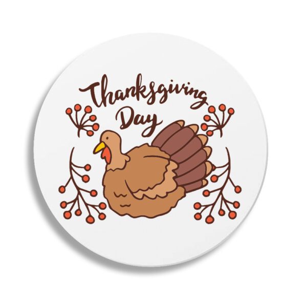 4. Custom Turkey Thanksgiving Coasters - Round