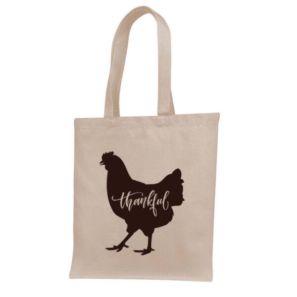 6. Turkey Thanksgiving Tote Bags - Natural