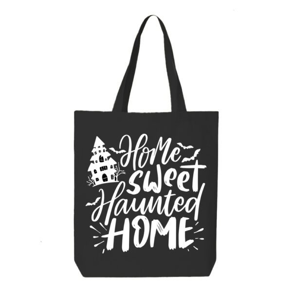 7. Custom Text Black Halloween Tote Bags