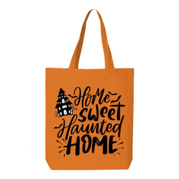 7. Custom Text Orange Halloween Tote Bags