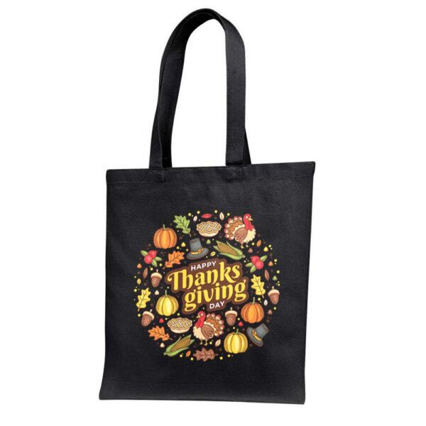 7. Happy Thanksgiving Tote Bags - Black