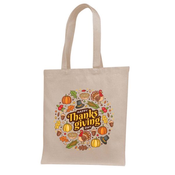 7. Happy Thanksgiving Tote Bags - Natural