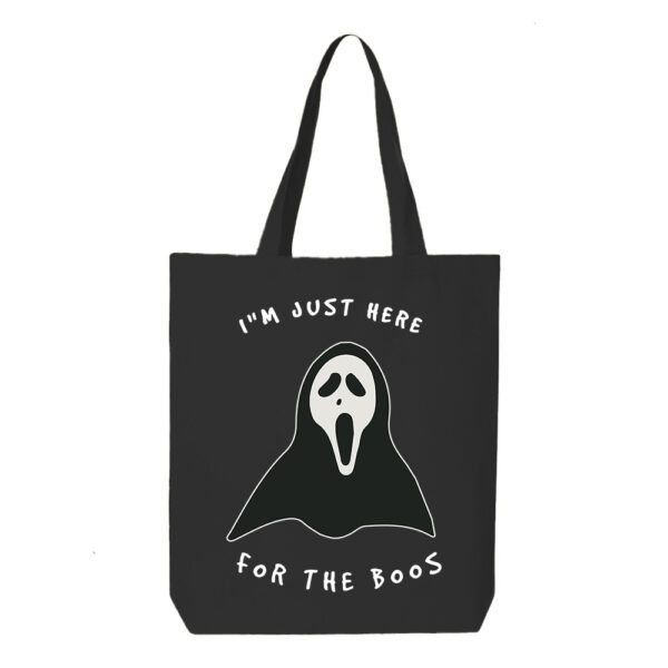 9. Custom Boo Black Halloween Tote Bags