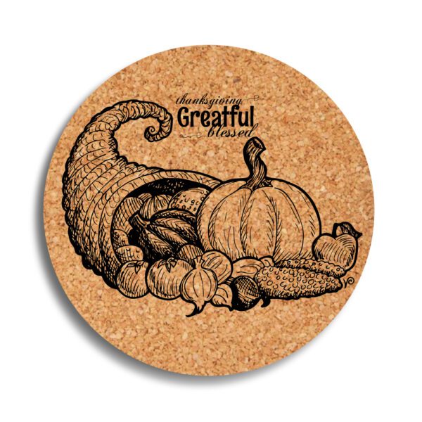 Thanksgiving Coasters Cork - 10 Round