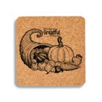Thanksgiving Coasters Cork - 10 Square