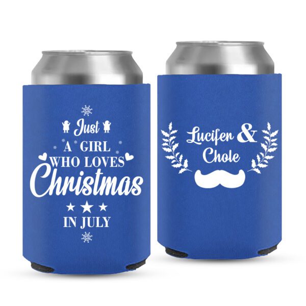 13 - Christmas Wedding Koozies - Blue-F