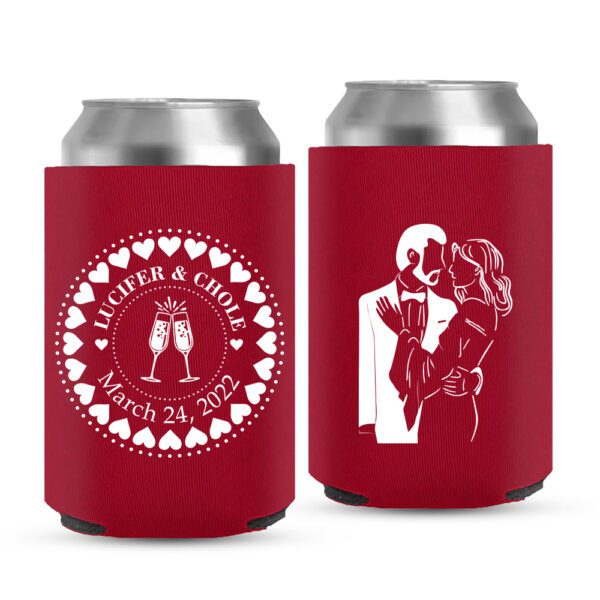 13 - Christmas Wedding Koozies - Red