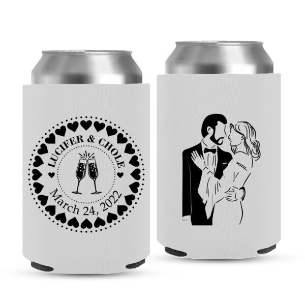 13 - Christmas Wedding Koozies - White