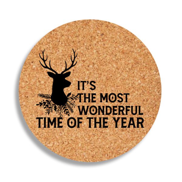 13. Cork Round Custom Christmas Coaster