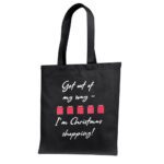 15. Customized Text Christmas Tote - Black