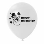 15. Happy Holidays New Year Balloons - White