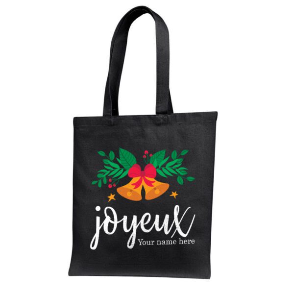 16. Black Personlized Christmas Tote Bags in Bulk